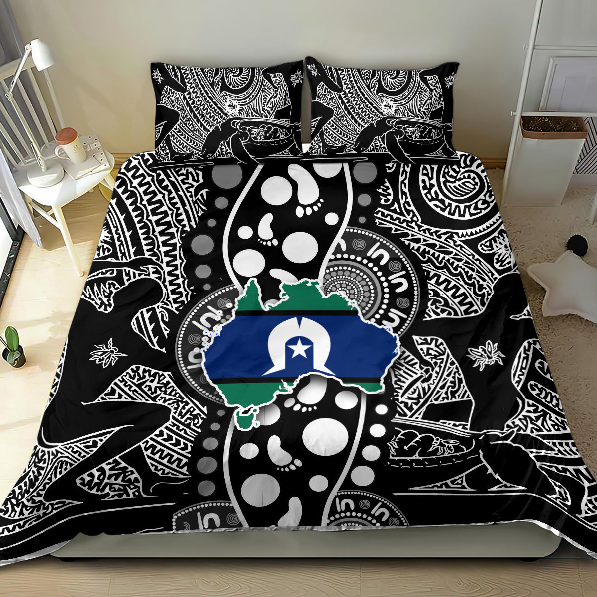 Torest Trait Islands Map Mix Aboriginal Pattern Bedding Set - Wonder Print Shop