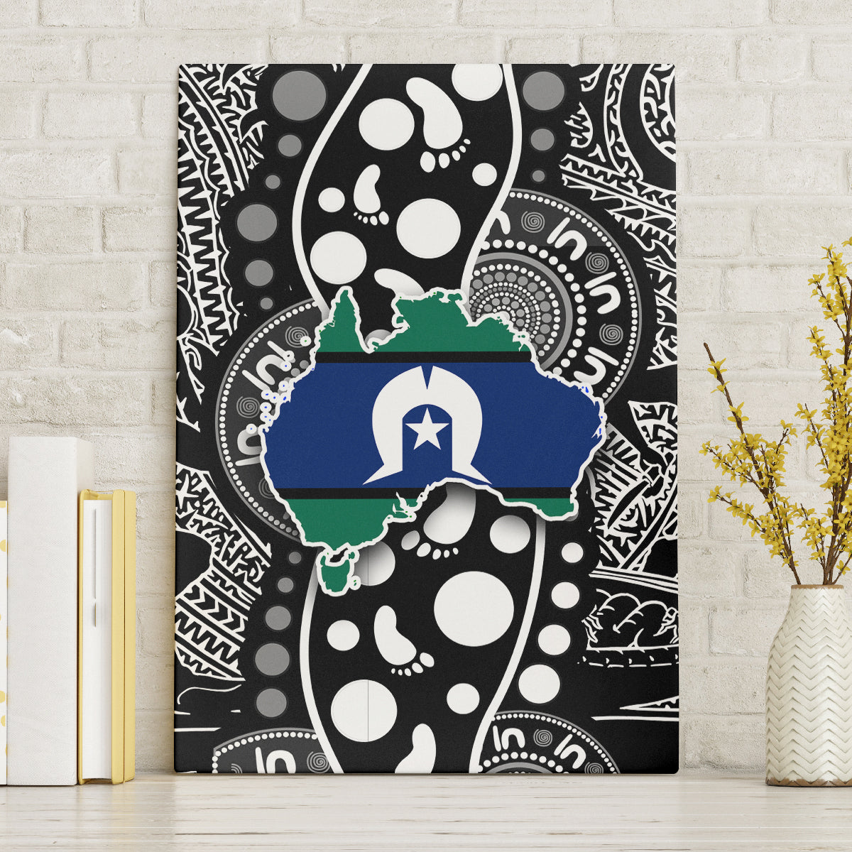 Torest Trait Islands Map Mix Aboriginal Pattern Canvas Wall Art - Wonder Print Shop