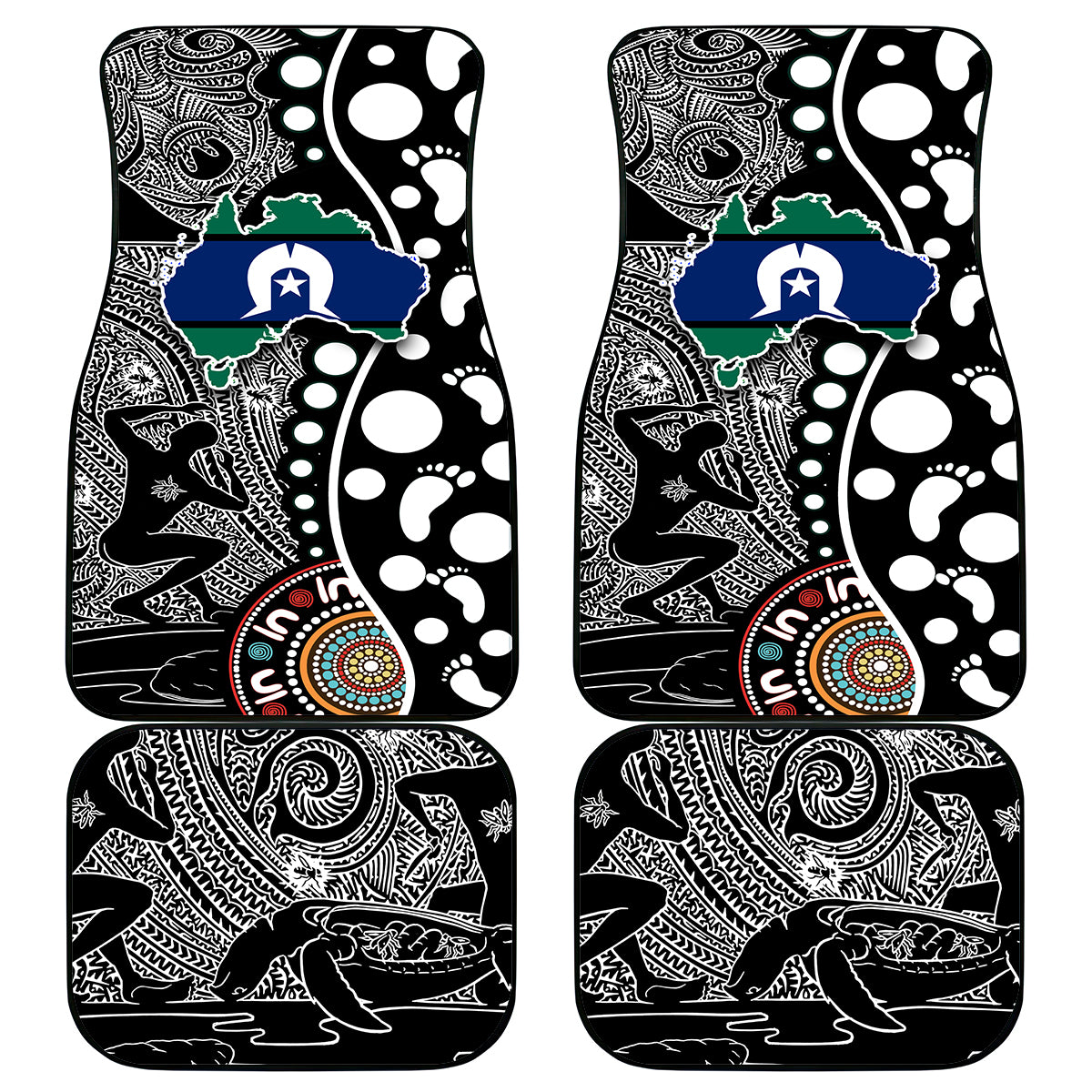 Torest Trait Islands Map Mix Aboriginal Pattern Car Mats - Wonder Print Shop