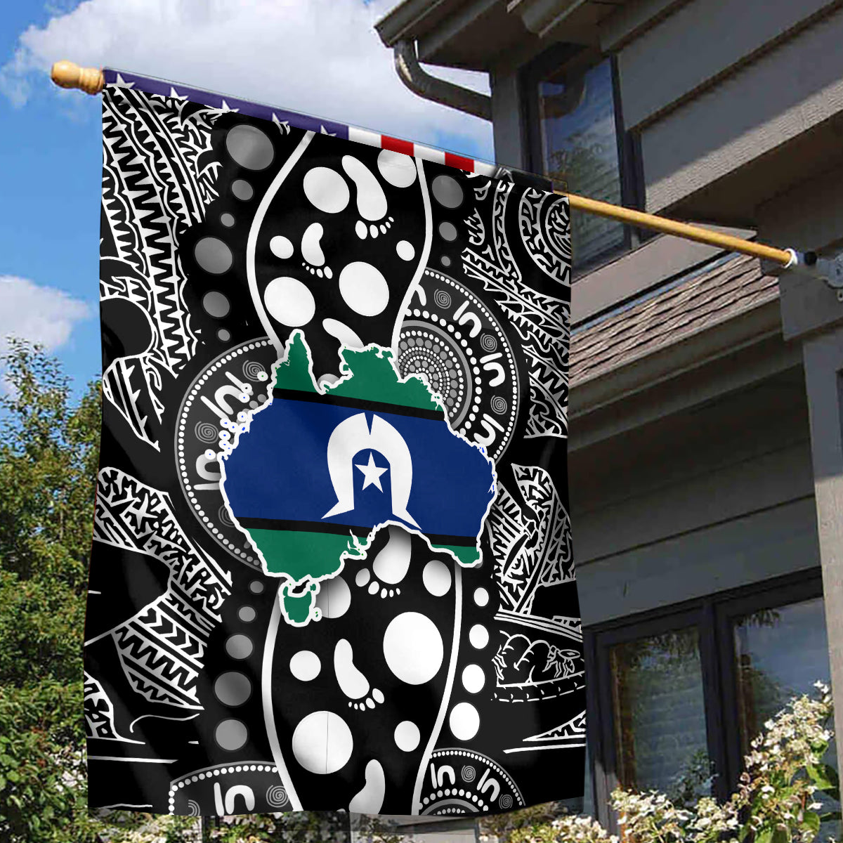 Torest Trait Islands Map Mix Aboriginal Pattern Garden Flag - Wonder Print Shop