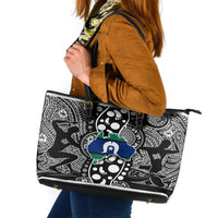 Torest Trait Islands Map Mix Aboriginal Pattern Leather Tote Bag - Wonder Print Shop