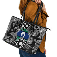 Torest Trait Islands Map Mix Aboriginal Pattern Leather Tote Bag - Wonder Print Shop