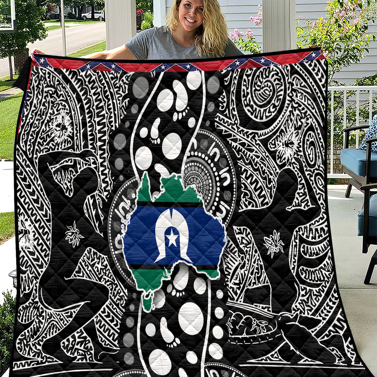 Torest Trait Islands Map Mix Aboriginal Pattern Quilt - Wonder Print Shop