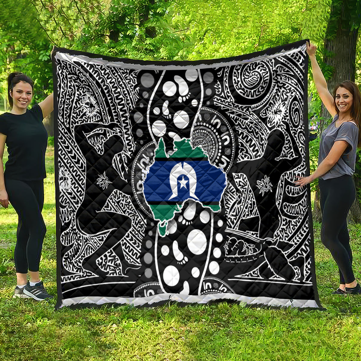 Torest Trait Islands Map Mix Aboriginal Pattern Quilt - Wonder Print Shop
