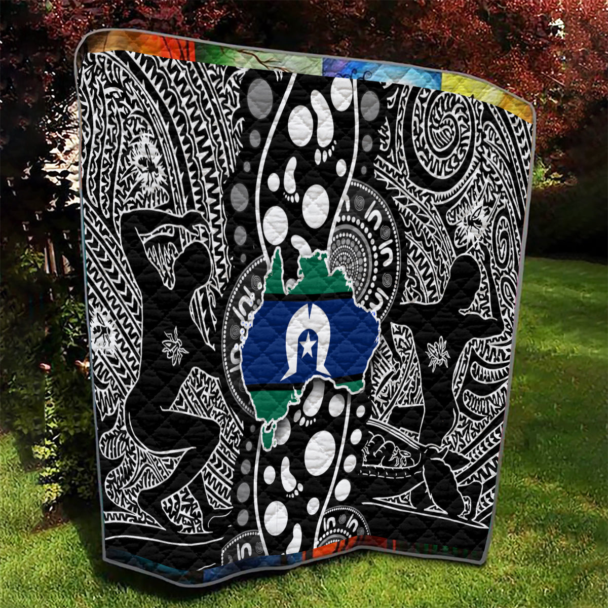 Torest Trait Islands Map Mix Aboriginal Pattern Quilt - Wonder Print Shop