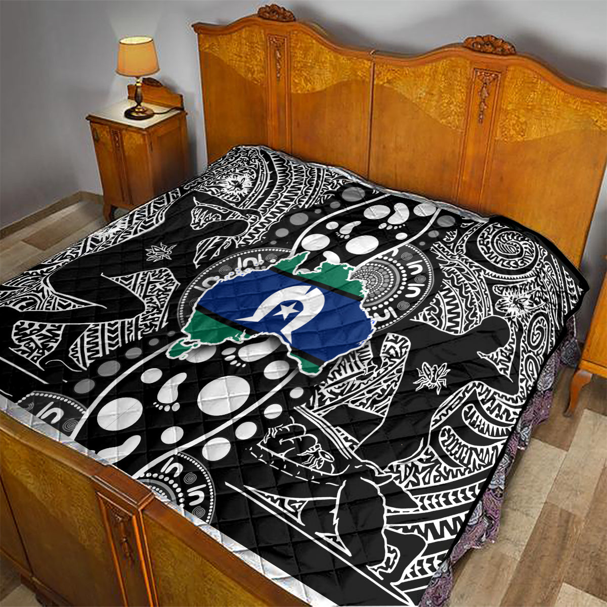 Torest Trait Islands Map Mix Aboriginal Pattern Quilt - Wonder Print Shop