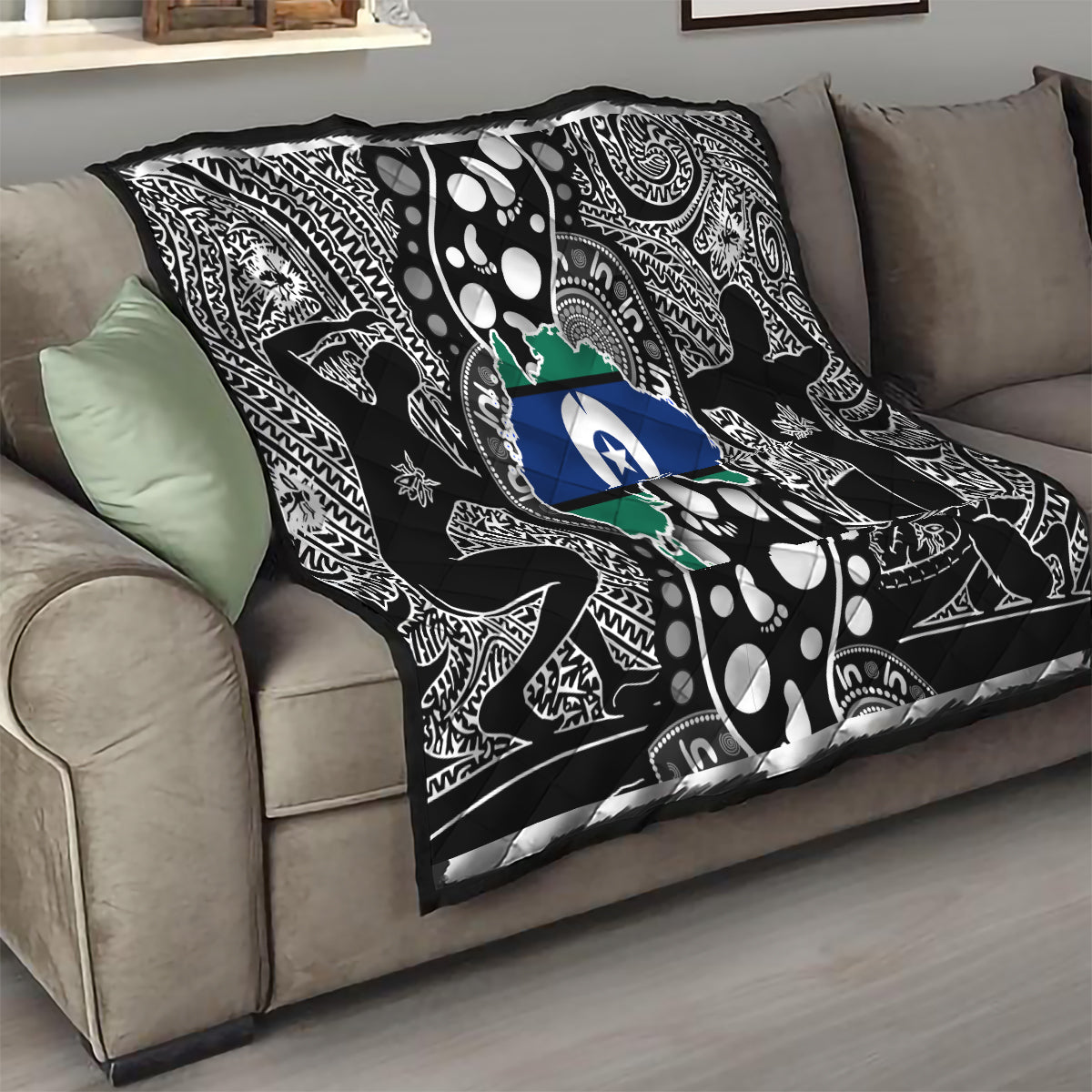 Torest Trait Islands Map Mix Aboriginal Pattern Quilt - Wonder Print Shop