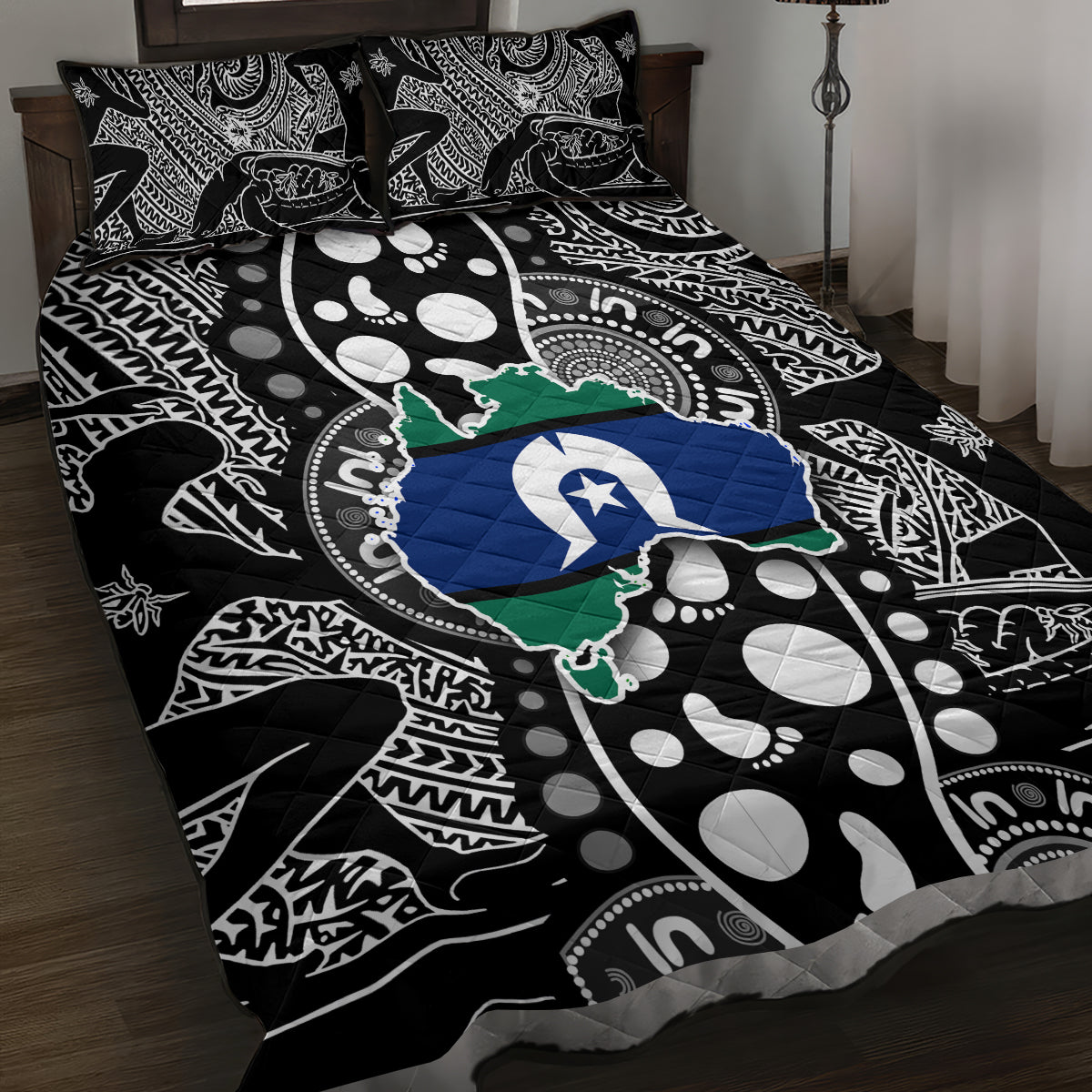 Torest Trait Islands Map Mix Aboriginal Pattern Quilt Bed Set - Wonder Print Shop