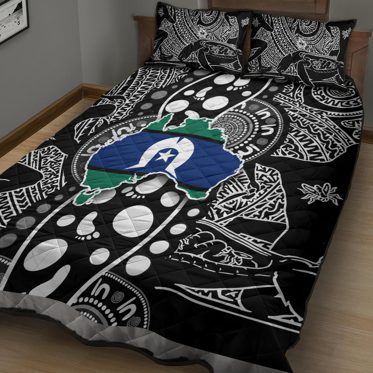 Torest Trait Islands Map Mix Aboriginal Pattern Quilt Bed Set - Wonder Print Shop