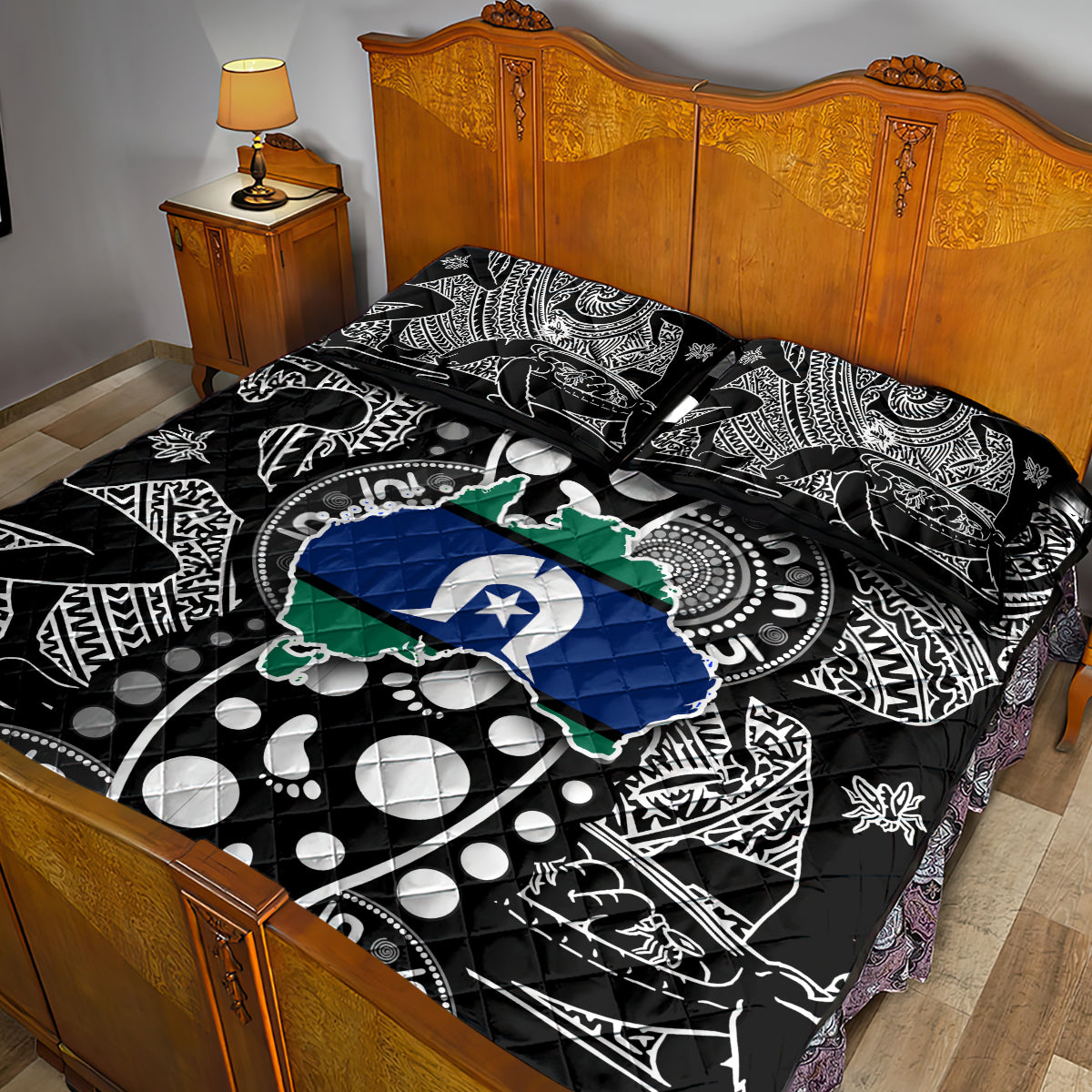Torest Trait Islands Map Mix Aboriginal Pattern Quilt Bed Set - Wonder Print Shop