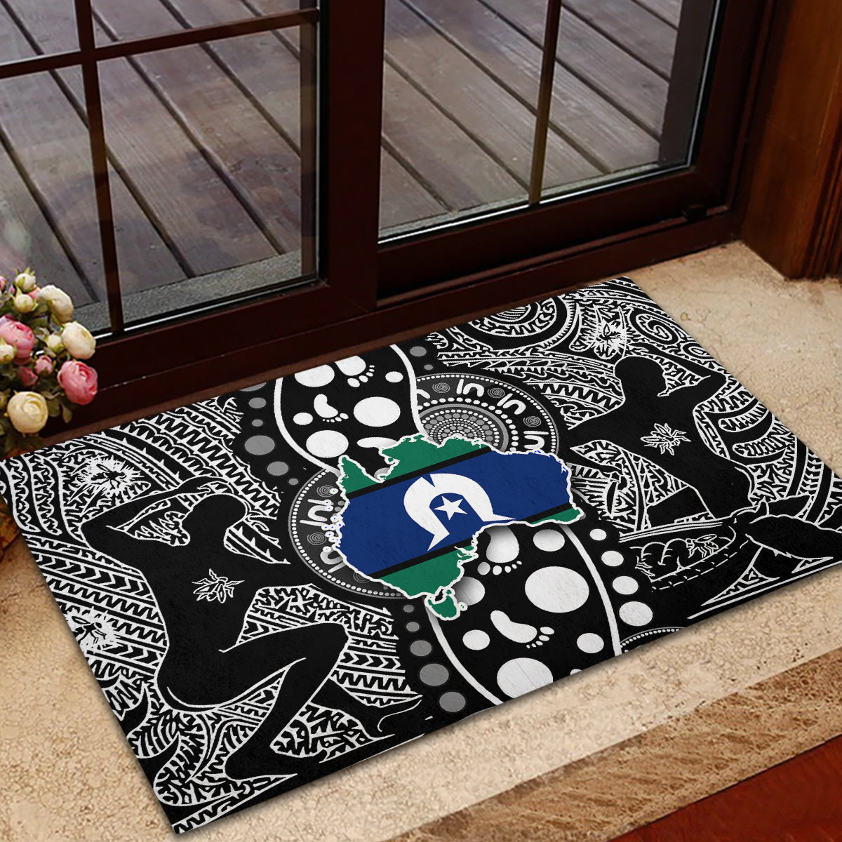 Torest Trait Islands Map Mix Aboriginal Pattern Rubber Doormat - Wonder Print Shop
