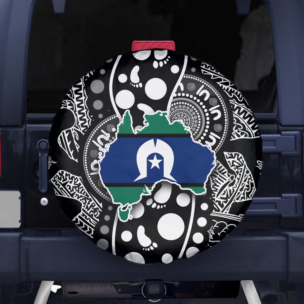 Torest Trait Islands Map Mix Aboriginal Pattern Spare Tire Cover - Wonder Print Shop