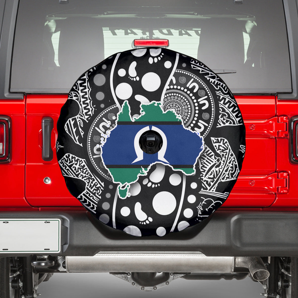 Torest Trait Islands Map Mix Aboriginal Pattern Spare Tire Cover - Wonder Print Shop