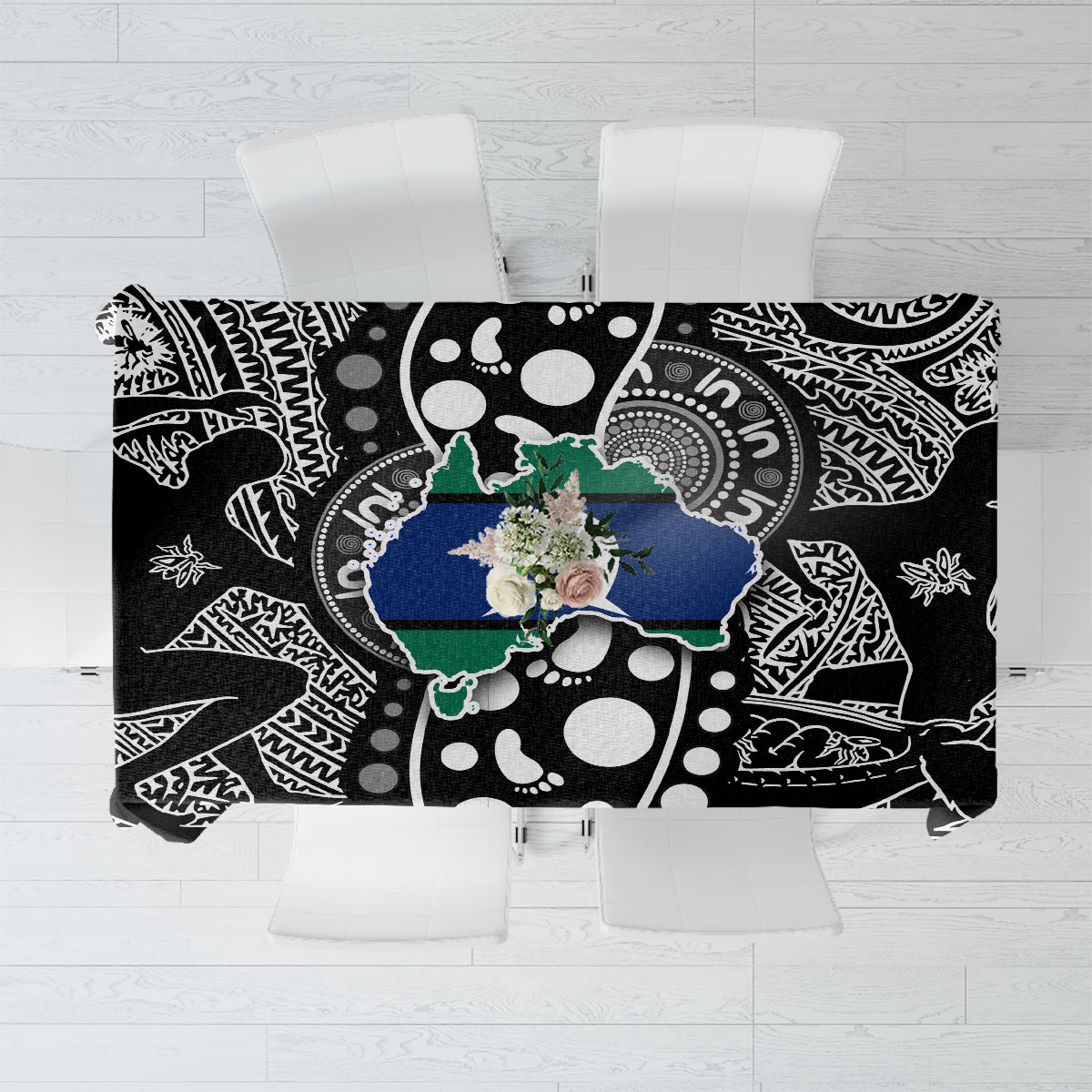 Torest Trait Islands Map Mix Aboriginal Pattern Tablecloth - Wonder Print Shop