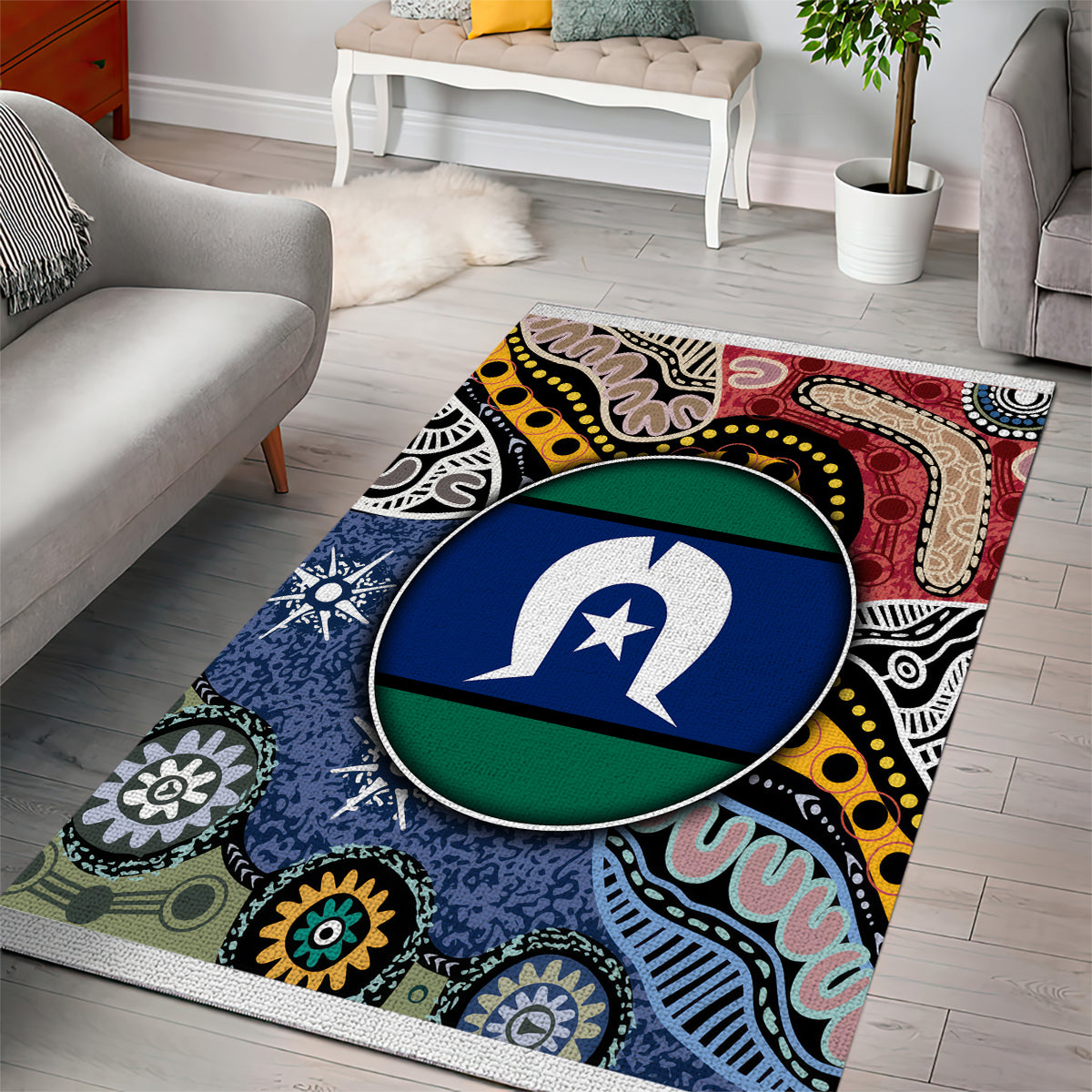 Torest Trait Islands Mix Aboriginal Pattern Area Rug - Wonder Print Shop