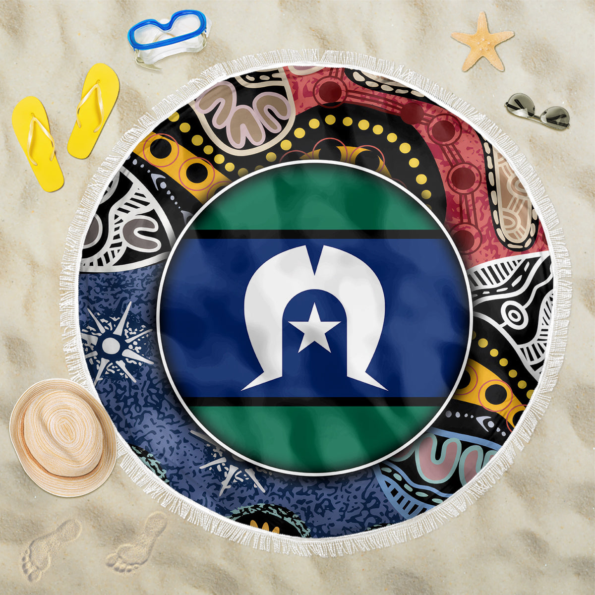 Torest Trait Islands Mix Aboriginal Pattern Beach Blanket - Wonder Print Shop