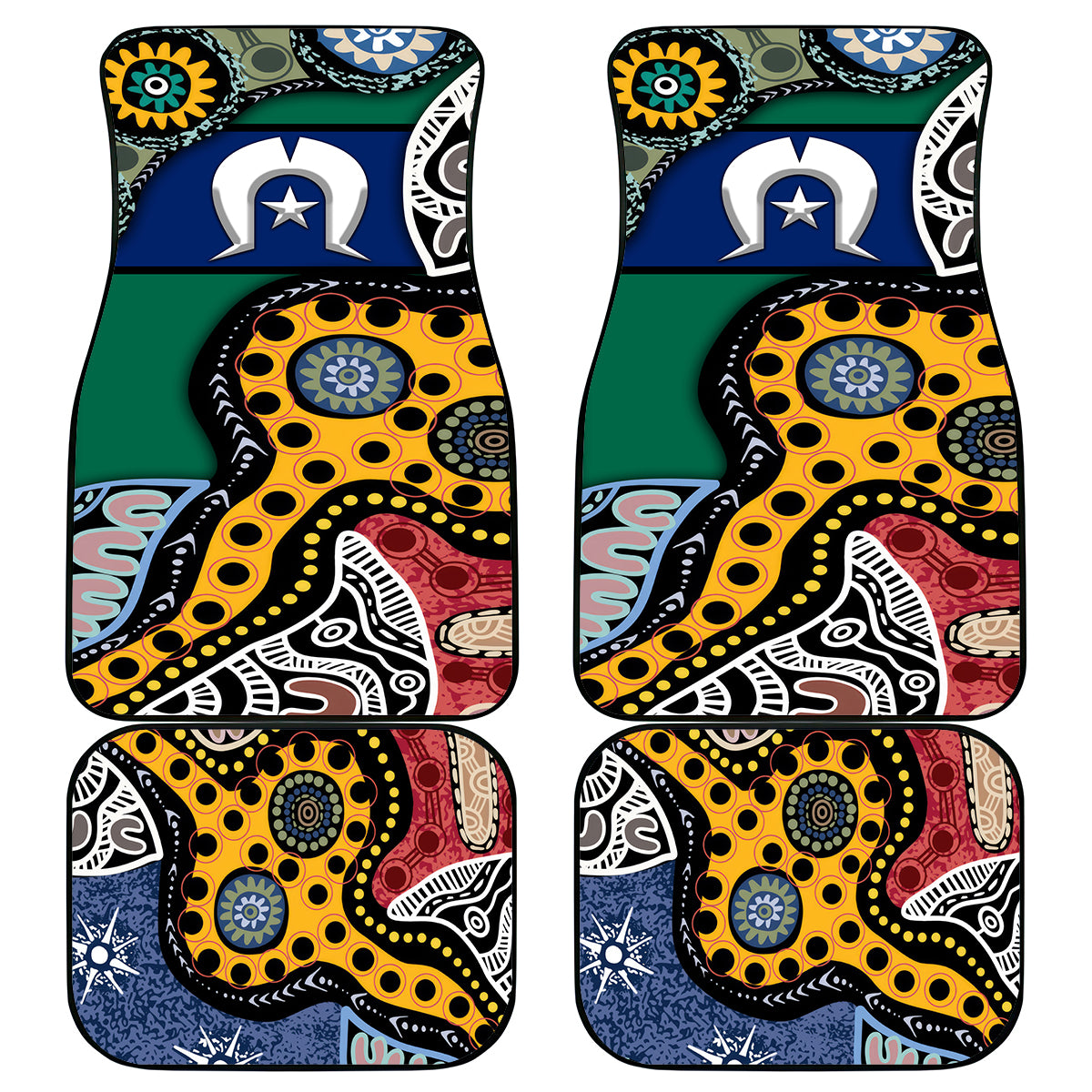 Torest Trait Islands Mix Aboriginal Pattern Car Mats - Wonder Print Shop