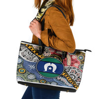 Torest Trait Islands Mix Aboriginal Pattern Leather Tote Bag - Wonder Print Shop