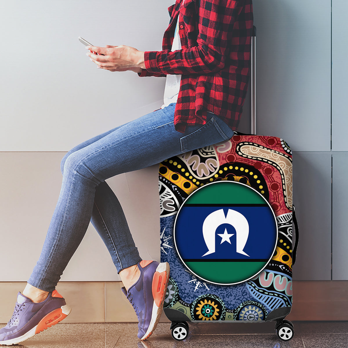Torest Trait Islands Mix Aboriginal Pattern Luggage Cover - Wonder Print Shop