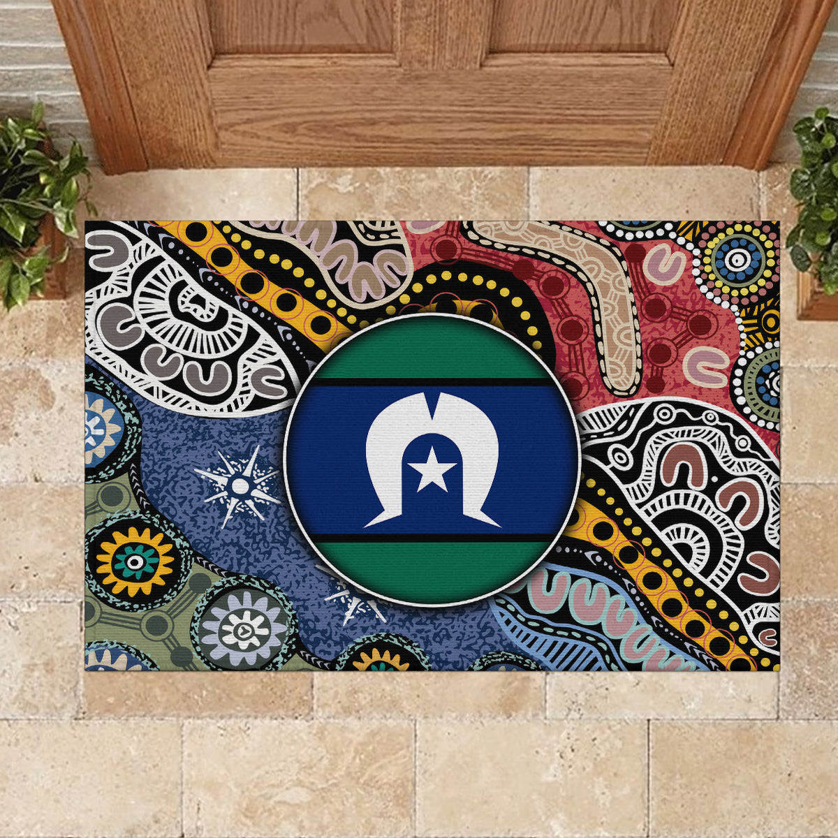 Torest Trait Islands Mix Aboriginal Pattern Rubber Doormat - Wonder Print Shop