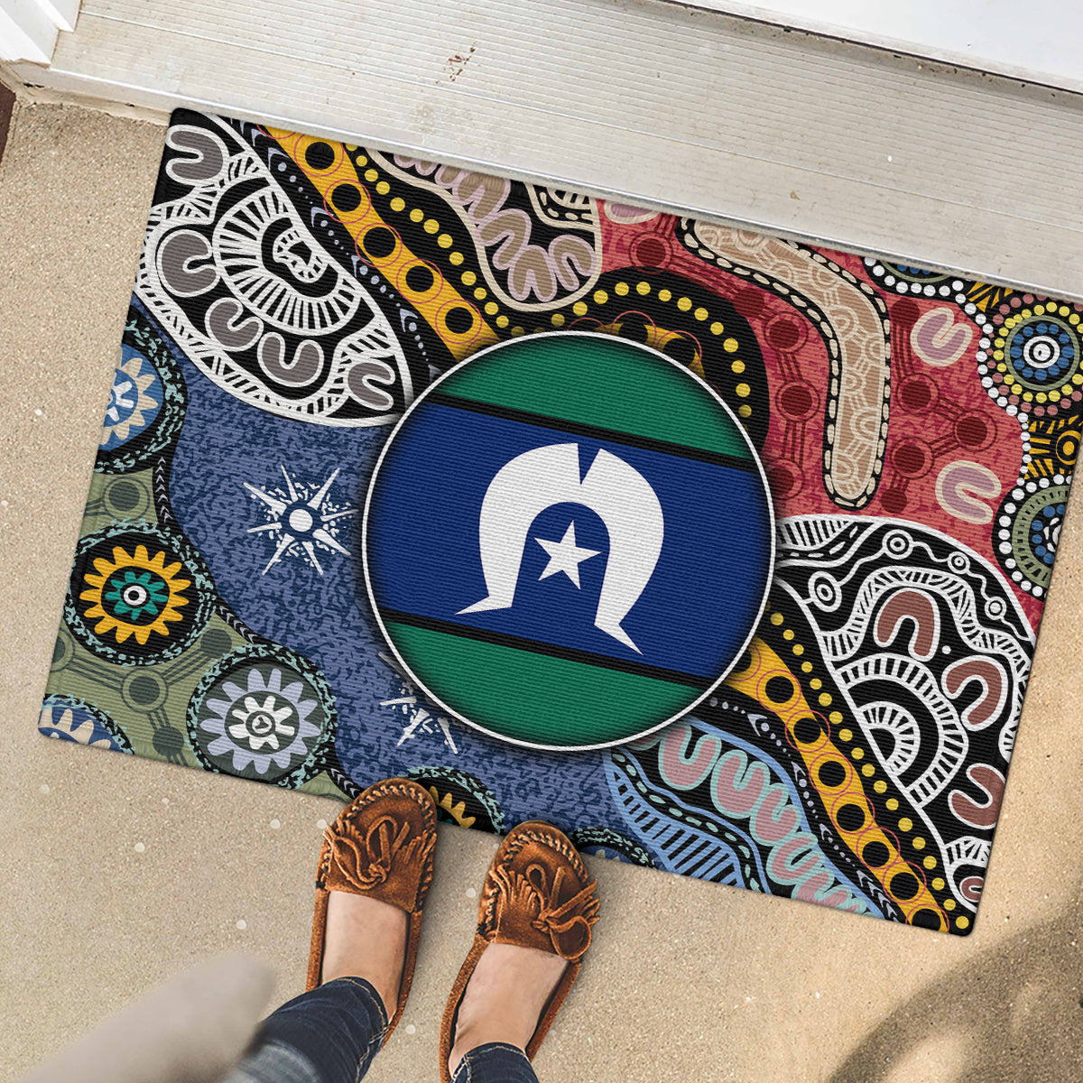 Torest Trait Islands Mix Aboriginal Pattern Rubber Doormat - Wonder Print Shop