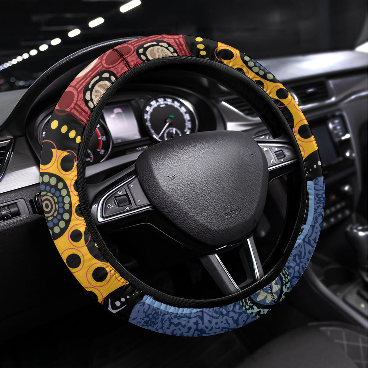 Torest Trait Islands Mix Aboriginal Pattern Steering Wheel Cover - Wonder Print Shop