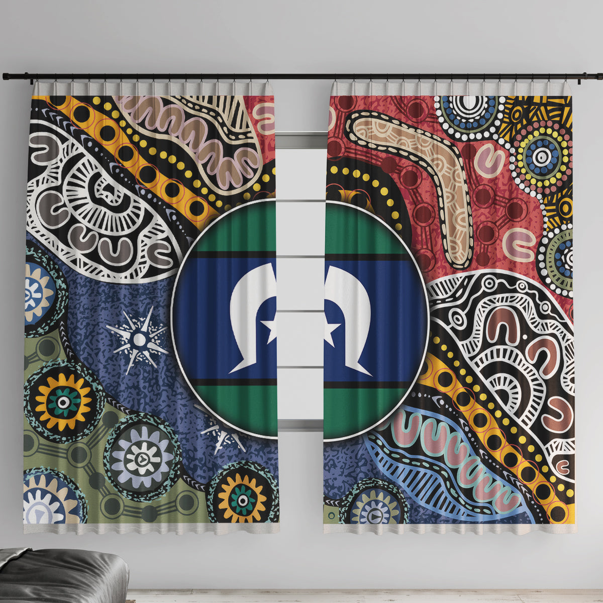 Torest Trait Islands Mix Aboriginal Pattern Window Curtain - Wonder Print Shop
