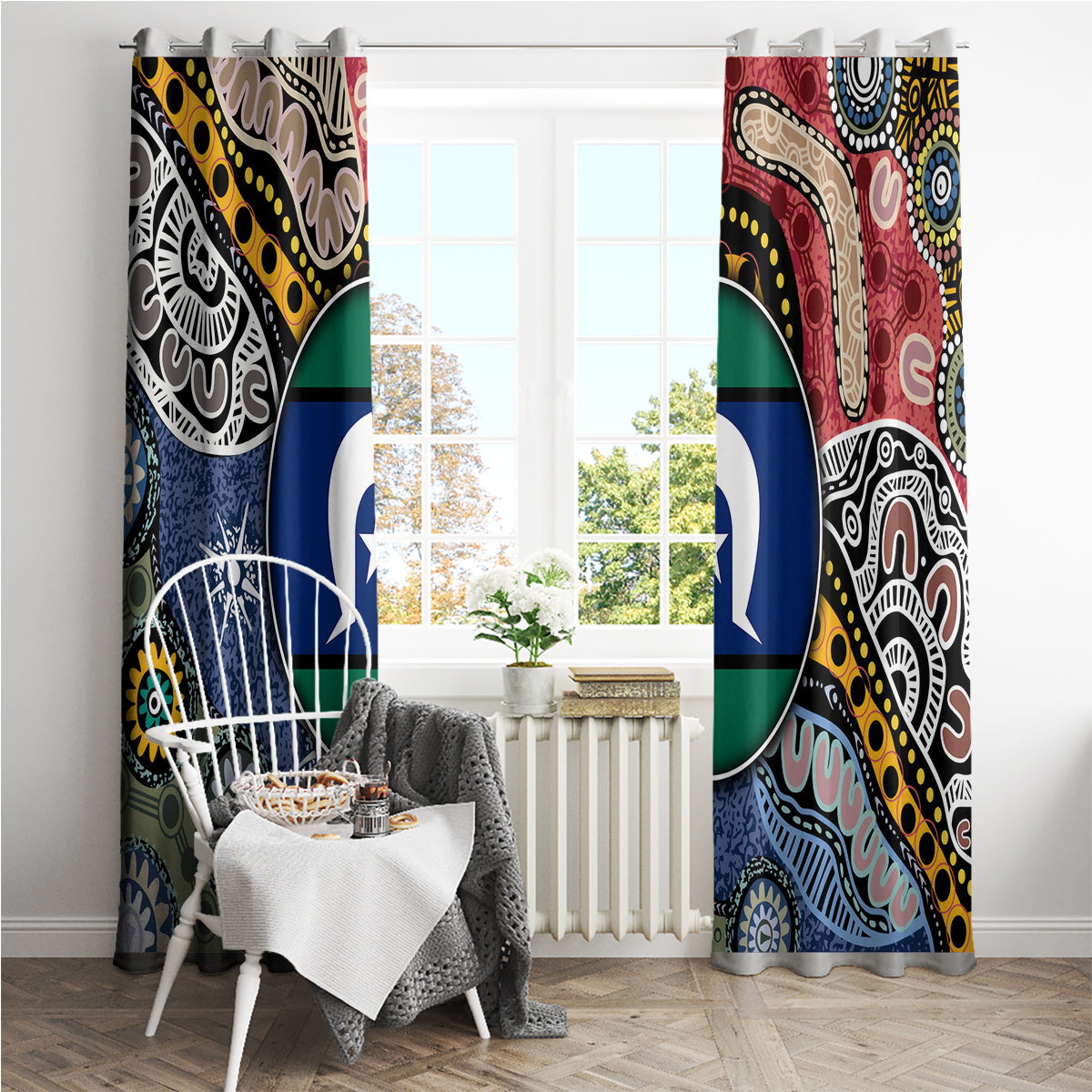 Torest Trait Islands Mix Aboriginal Pattern Window Curtain - Wonder Print Shop