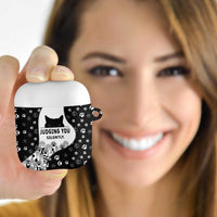 Judging You Silently AirPods Case Black Cat Playful Monochrome Paw Print