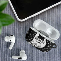 Judging You Silently AirPods Case Black Cat Playful Monochrome Paw Print