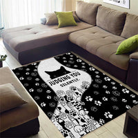 Judging You Silently Area Rug Black Cat Playful Monochrome Paw Print