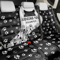 Judging You Silently Back Car Seat Cover Black Cat Playful Monochrome Paw Print