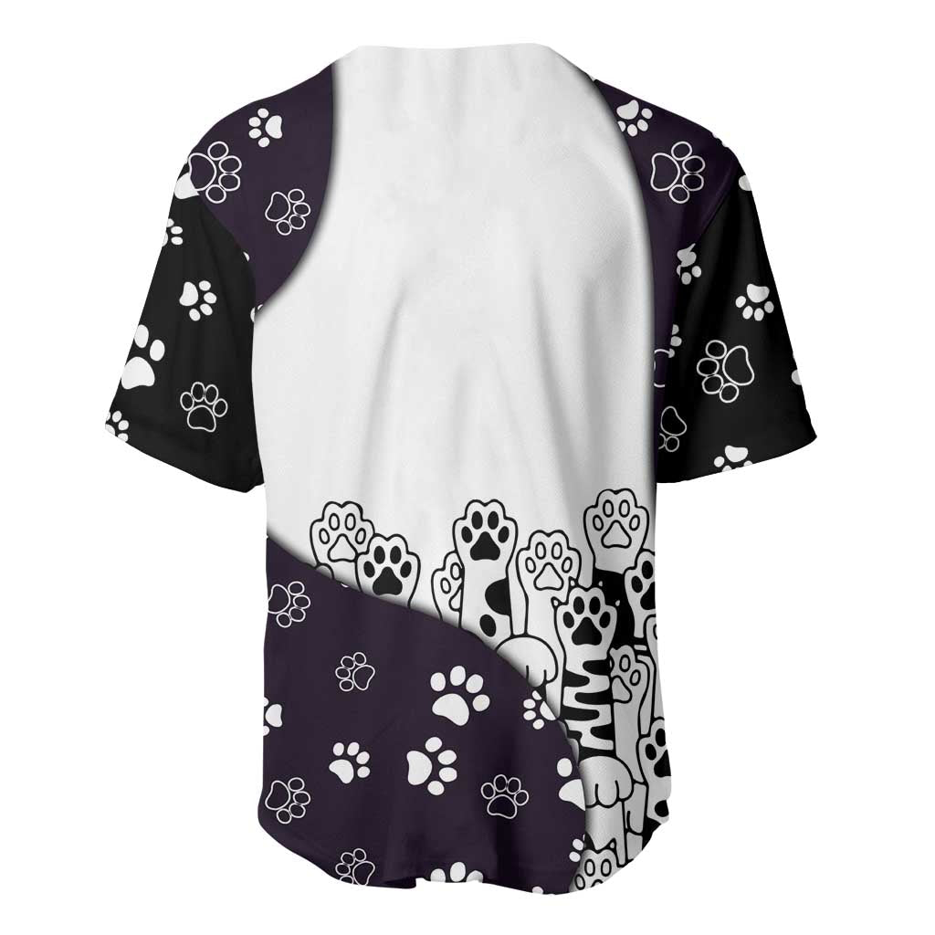 Judging You Silently Baseball Jersey Black Cat Playful Monochrome Paw Print