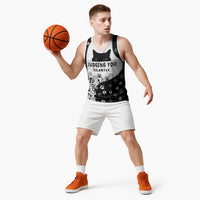 Judging You Silently Basketball Jersey Black Cat Playful Monochrome Paw Print