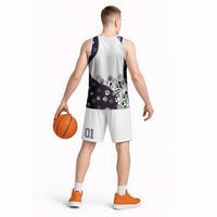 Judging You Silently Basketball Jersey Black Cat Playful Monochrome Paw Print