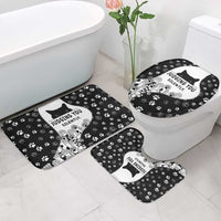 Judging You Silently Bathroom Set Black Cat Playful Monochrome Paw Print