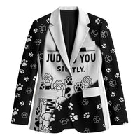 Judging You Silently Blazer Black Cat Playful Monochrome Paw Print
