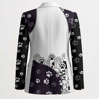 Judging You Silently Blazer Black Cat Playful Monochrome Paw Print
