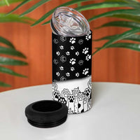 Judging You Silently 4 in 1 Can Cooler Tumbler Black Cat Playful Monochrome Paw Print