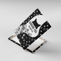 Judging You Silently Canvas Wall Art Black Cat Playful Monochrome Paw Print