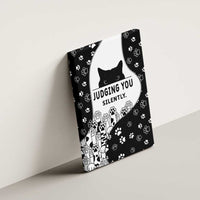 Judging You Silently Canvas Wall Art Black Cat Playful Monochrome Paw Print