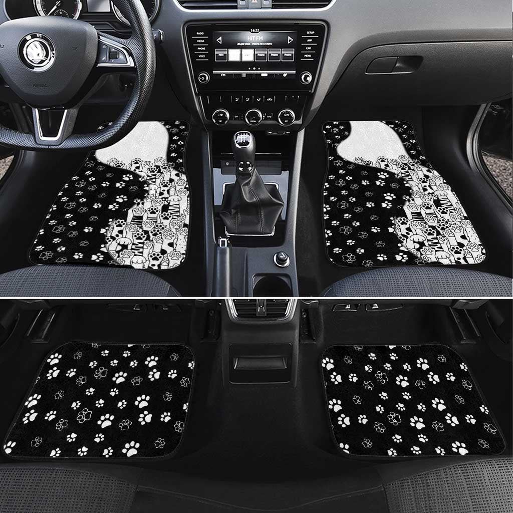 Judging You Silently Car Mats Black Cat Playful Monochrome Paw Print