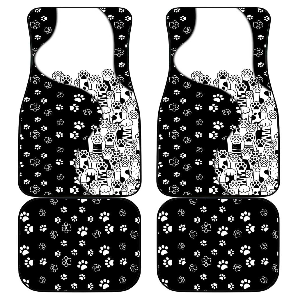 Judging You Silently Car Mats Black Cat Playful Monochrome Paw Print