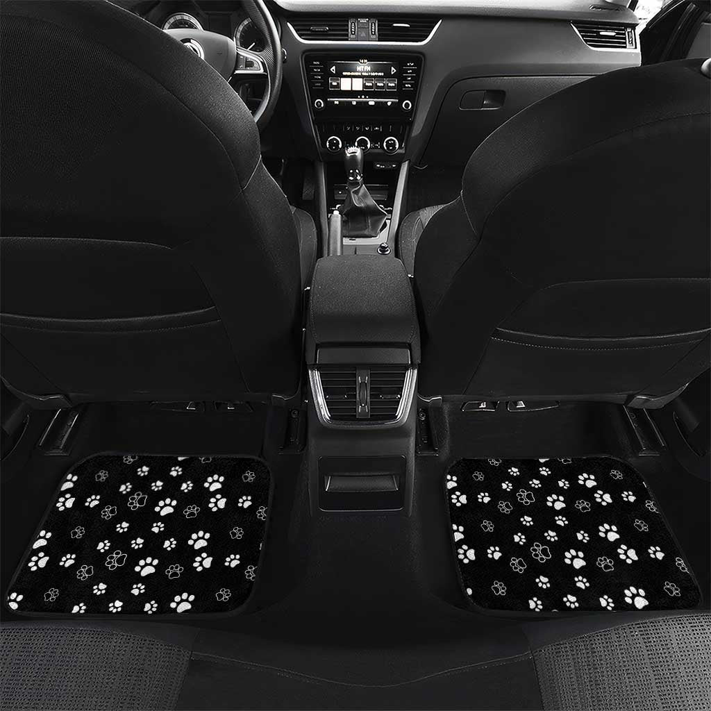 Judging You Silently Car Mats Black Cat Playful Monochrome Paw Print
