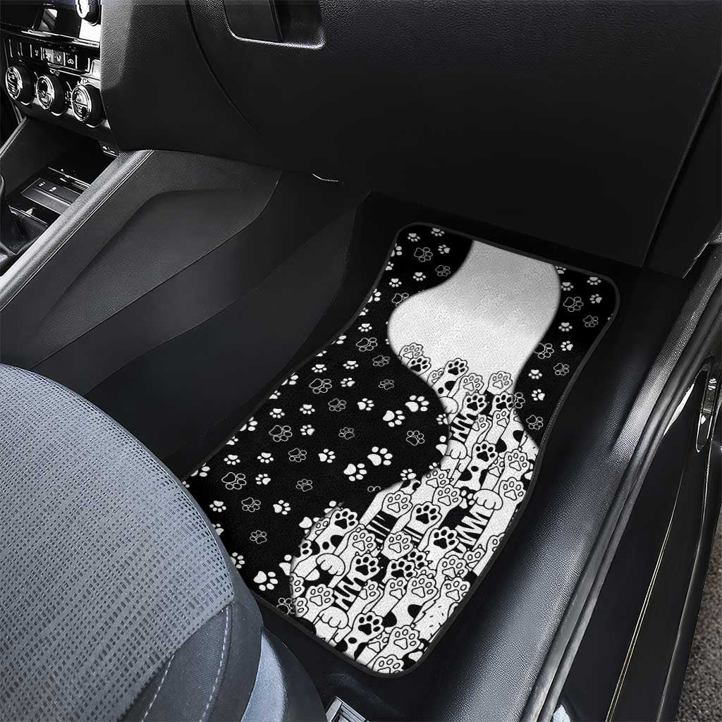 Judging You Silently Car Mats Black Cat Playful Monochrome Paw Print