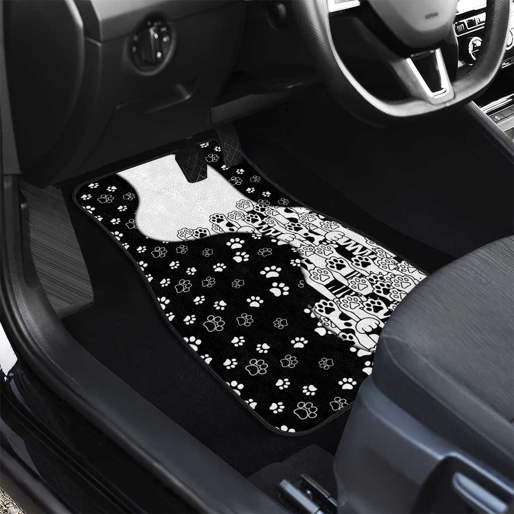 Judging You Silently Car Mats Black Cat Playful Monochrome Paw Print