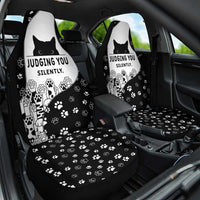 Judging You Silently Car Seat Cover Black Cat Playful Monochrome Paw Print