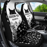 Judging You Silently Car Seat Cover Black Cat Playful Monochrome Paw Print