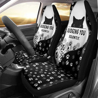 Judging You Silently Car Seat Cover Black Cat Playful Monochrome Paw Print
