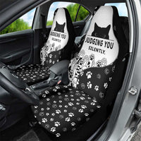 Judging You Silently Car Seat Cover Black Cat Playful Monochrome Paw Print